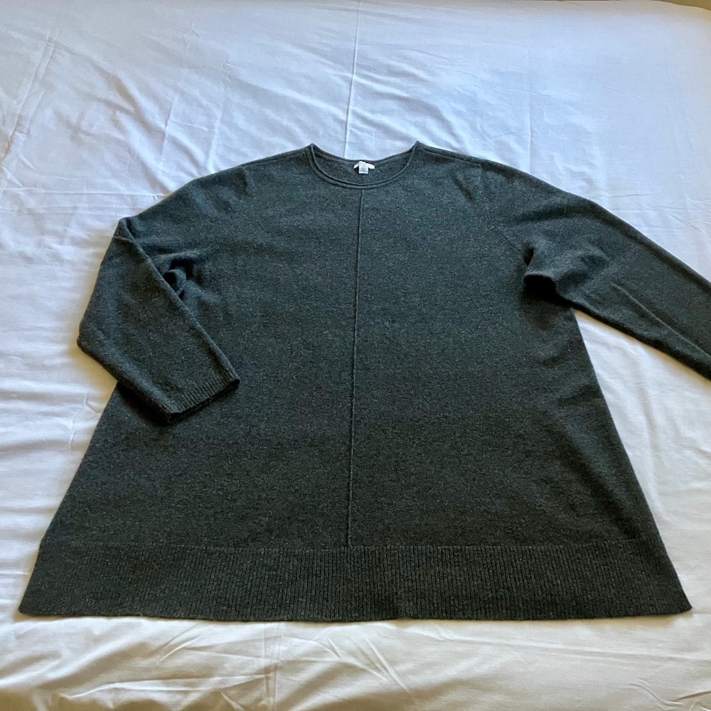 J.Jill 3X 100% Cashmere tunic Sweater Charcoal Grey